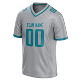 Custom Silver & Dark Aqua Colors Design Sports Football Jersey FT01JJ040416