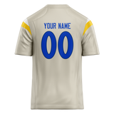 Custom Cream & Blue Colors Design Sports Football Jersey FT01LAR030520