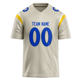 Custom Cream & Blue Colors Design Sports Football Jersey FT01LAR030520