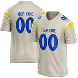 Custom Cream & Blue Colors Design Sports Football Jersey