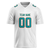 Custom White & Teal Colors Design Sports Football Jersey FT01MD020217