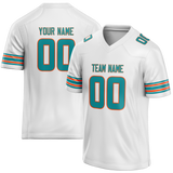 Custom White & Teal Colors Design Sports Football Jersey FT01MD030217