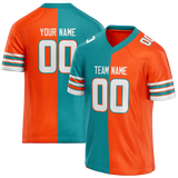 Custom Teal & Orange Colors Design Sports Football Jersey