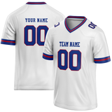 Custom White & Royal Blue Colors Design Sports Football Jersey FT01NYG040219