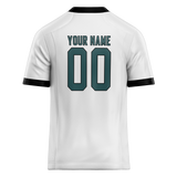 Custom White & Dark Aqua Colors Design Sports Football Jersey FT01PE020216