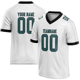 Custom White & Dark Aqua Colors Design Sports Football Jersey