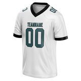 Custom White & Dark Aqua Colors Design Sports Football Jersey FT01PE020216