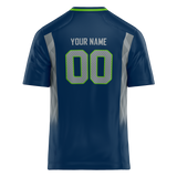 Custom Navy Blue & Gray Colors Design Sports Football Jersey FT01SS011803