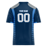 Custom Navy Blue & Light Blue Colors Design Sports Football Jersey FT01TT011821