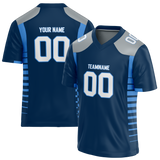 Custom Navy Blue & Light Blue Colors Design Sports Football Jersey