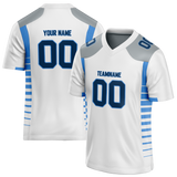 Custom White & Light Blue Colors Design Sports Football Jersey