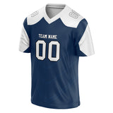 Custom Unisex Navy & White Pattern Football Jersey