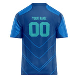 Custom Unisex Blue & Teal Pattern Football Jersey