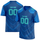 Custom Unisex Blue & Teal Pattern Football Jersey