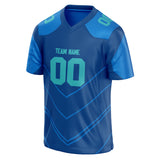 Custom Unisex Blue & Teal Pattern Football Jersey