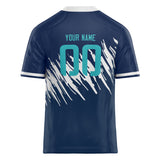 Custom Unisex Navy & Teal Pattern Football Jersey