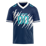 Custom Unisex Navy & Teal Pattern Football Jersey