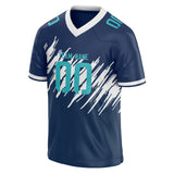 Custom Unisex Navy & Teal Pattern Football Jersey