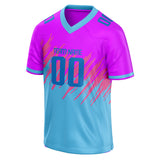 Custom Unisex Purple & Light Blue Pattern Football Jersey