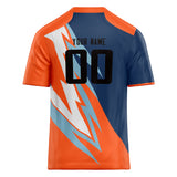 Custom Unisex Orange & Navy Pattern Football Jersey