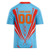 Custom Unisex Light Blue & Orange Pattern Football Jersey