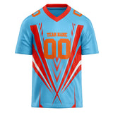 Custom Unisex Light Blue & Orange Pattern Football Jersey