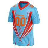 Custom Unisex Light Blue & Orange Pattern Football Jersey