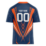 Custom Unisex Navy & Orange Pattern Football Jersey