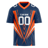 Custom Unisex Navy & Orange Pattern Football Jersey