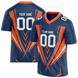 Custom Unisex Navy & Orange Pattern Football Jersey