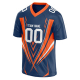 Custom Unisex Navy & Orange Pattern Football Jersey