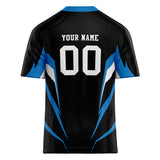 Custom Unisex Black & Blue Pattern Football Jersey