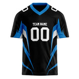 Custom Unisex Black & Blue Pattern Football Jersey