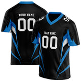 Custom Unisex Black & Blue Pattern Football Jersey