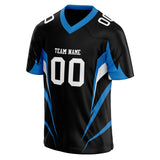 Custom Unisex Black & Blue Pattern Football Jersey