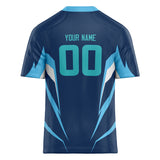 Custom Unisex Navy & Teal Pattern Football Jersey