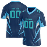 Custom Unisex Navy & Teal Pattern Football Jersey