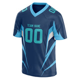 Custom Unisex Navy & Teal Pattern Football Jersey