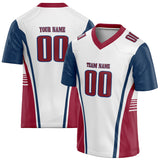 Custom Unisex White & Crimson Pattern Football Jersey