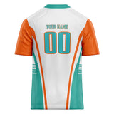 Custom Unisex White & Teal Pattern Football Jersey