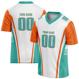 Custom Unisex White & Teal Pattern Football Jersey