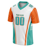 Custom Unisex White & Teal Pattern Football Jersey