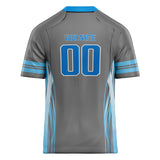 Custom Unisex Gray & Blue Pattern Football Jersey