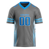 Custom Unisex Gray & Blue Pattern Football Jersey