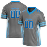 Custom Unisex Gray & Blue Pattern Football Jersey