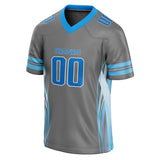 Custom Unisex Gray & Blue Pattern Football Jersey