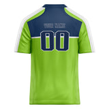 Custom Unisex Neon Green & Navy Pattern Football Jersey