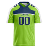 Custom Unisex Neon Green & Navy Pattern Football Jersey