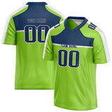 Custom Unisex Neon Green & Navy Pattern Football Jersey