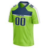 Custom Unisex Neon Green & Navy Pattern Football Jersey